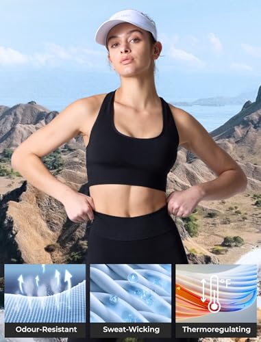 Women’s Merino Wool Racerback Sports Bra Large Black - Seamless & Breathable