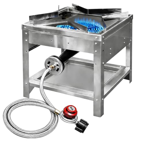 HUOYANSHE Stainless Steel Portable Propane Stove - 200,000 BTU Outdoor Gas Cooker with Regulator
