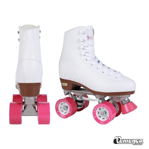 White Classic Quad Roller Skates for Women & Men - Adjustable High-Top Boots, 60mm PU Wheels