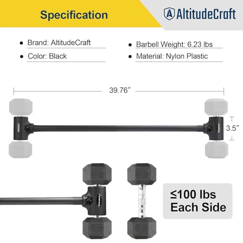 AltitudeCraft Dumbbell to Barbell Converter - Adjustable Home Gym Accessory, 200 lb Capacity, Variation: Dumbbell Converter