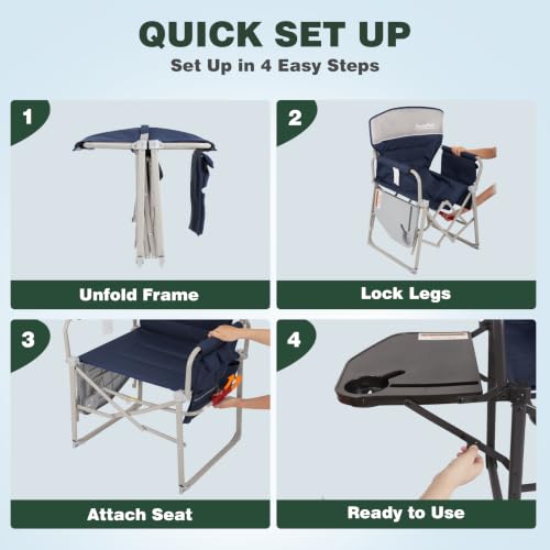 Nabu1-2pc SUNNYFEEL Oversized Camping Director Chair with Side Table & Cup Holder
