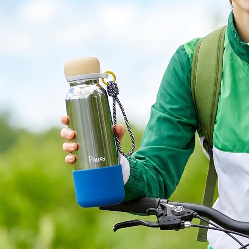 Fouss 19oz Stainless Steel Insulated Water Bottle with Straw - Blue