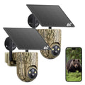 Oculview 4G LTE Cellular Trail Camera 2K Live Stream, 360° Coverage Camouflage Yellow 2-Pack