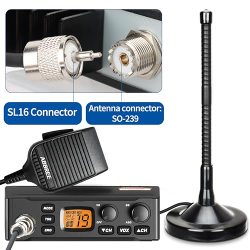 ABBREE CB Radio with Magnetic Mount Antenna - Long Range Emergency 40 Channel - Enhanced Configuration