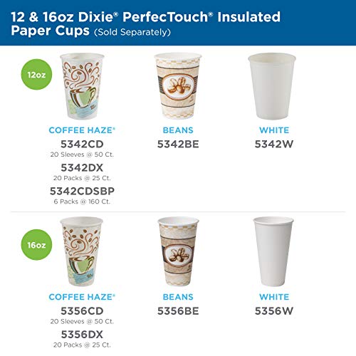 Georgia-Pacific Dixie PerfecTouch 12 oz Coffee Cups & Lids, 50 Pack (6 Packs) - Coffee Haze Design