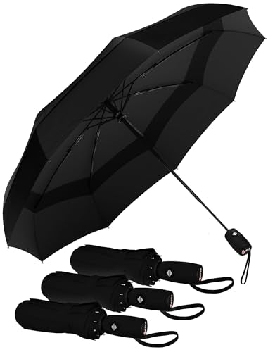 Repel Windproof Travel Umbrella Onyx 3 Compact Automatic Rain Sun Shield
