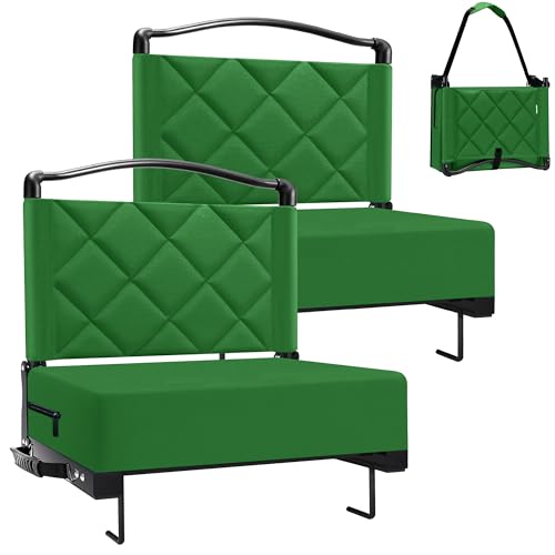 Kaganoon Green Folding Stadium Seats with Back Support 2pcs - Heavy Duty Bleacher Chairs