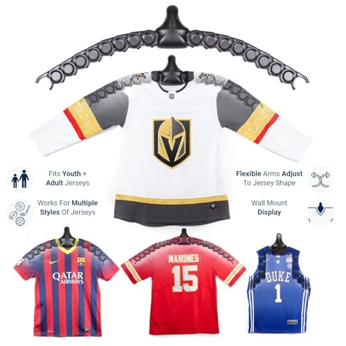 ChalkTalkSPORTS JerseyGenius Adjustable Jersey Hanger 3 Pack Wall Mount