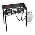 Camp Chef Explorer Two Burner Stove - 30,000 BTU Cast-Aluminum Camping Cooktop, Portable with Windshield