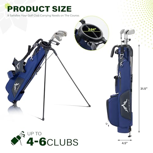 uniHimal Small Par 3 Golf Stand Bag - Lightweight Blue, Holds 4-6 Clubs