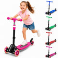 Kids Light-Up 3-Wheel Kick Scooter for Boys & Girls - Pink, Adjustable Handlebar, Foldable, Safe Ride for Ages 2-7