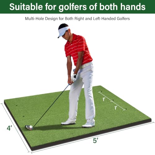 Domivans 5' x 4' Golf Hitting Mat with 10 Balls & Tees - Indoor & Outdoor Practice