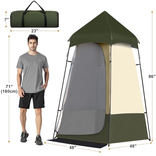 Leader Accessories 6.9FT Portable Camping Shower Tent - Green/Beige, Privacy Shower & Toilet Enclosure