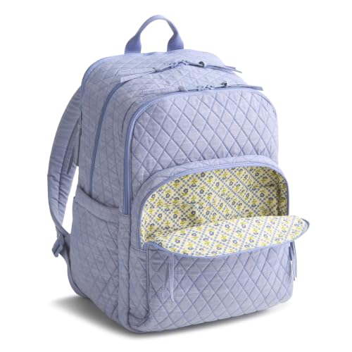 Vera Bradley XL Bancroft Backpack Blue Chambray 38L - One Size Premium Cotton