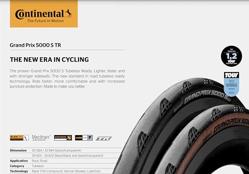 Continental Grand Prix 5000 S TR Tubeless Road Bike Tire 700x25 BlackChili