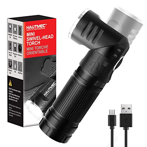 Rechargeable LED Flashlight with Swivel Head - 500 Lumens, Waterproof, Magnetic Base, 3 Modes, Handheld Mini Camping Light