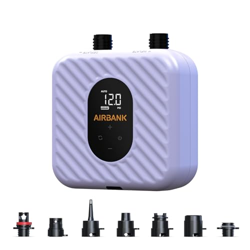Rechargeable Paddle Board Pump with 7 Nozzles, Auto-Off, Lightweight, Fast Inflation