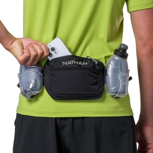 Nathan Running Belt Hydration Pack with Flasks & Pockets - Insulated Black