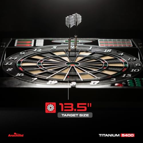 Arachnid Titanium 5400 Dartboard Cabinet - 13.5” Electronic Dart Game with 38 Games & LED Scoring
