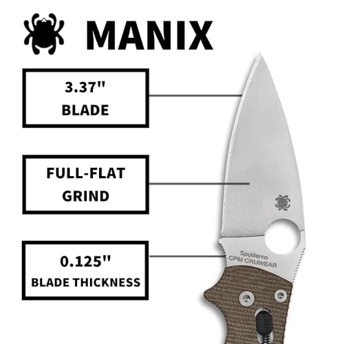 Spyderco Manix 2 Folding Pocket Knife CPM Cru-Wear Brown Canvas Micarta