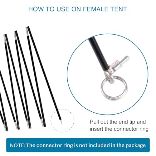 16ft Aluminum Tent Pole Replacement - Black Pre-Assembled Camping Rod