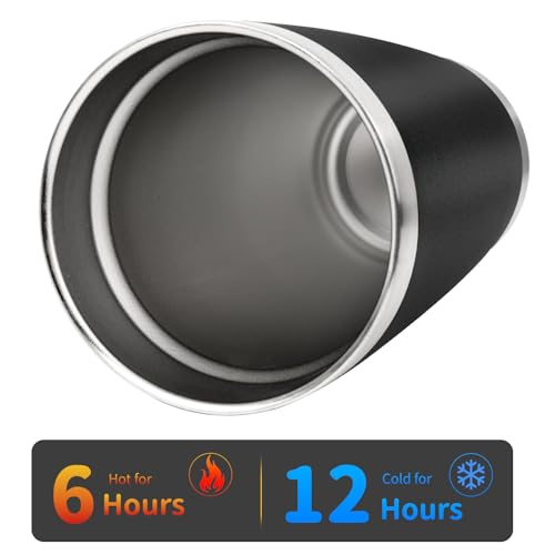 12 Pack 20oz Stainless Steel Travel Tumblers with Lids Black - Double Wall Insulated