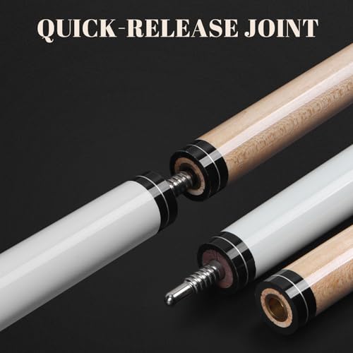IIQ 2-in-1 Heavy Jump Break Pool Cue Stick 23-25oz Canadian Maple, Black & White