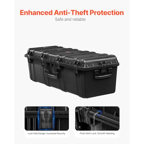 VEVOR Waterproof Hard Case with Pre-Cut Foam - 112x41x34 cm (44 x 16.1 x 13.4 inch) Outdoor Storage