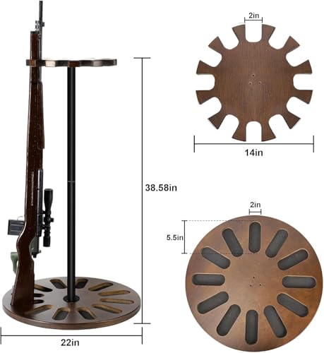 Yoimori Brown Indoor Gun Rack with 360° Rotating Stand Holds Up to 12 Rifles
