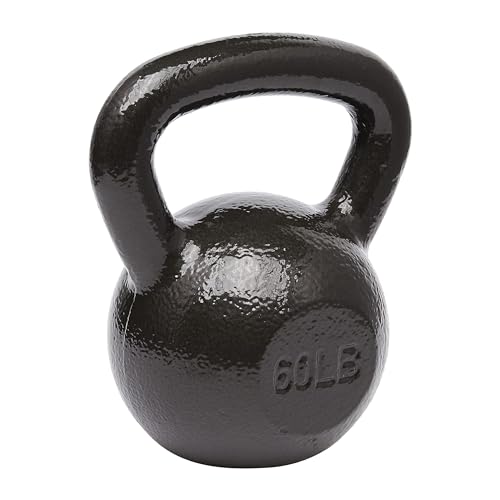 60 lb Cast Iron Kettlebell for Strength Training - Textured Wide Handle