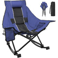 Blue Rocking Camping Chair 37 Inch Wide Large High Backfolding & Portable