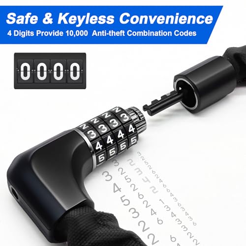 NDakter Heavy Duty Bike Chain Lock with Keys & 4.28 Ft Black Chain