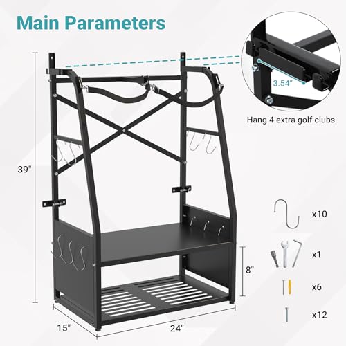 Eastrexon Golf Bag Organizer Wall Mount & Freestanding Storage Rack