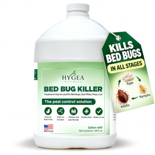 Hygea Natural Bed Bug Killer Spray 128oz - Child & Pet Friendly, Odorless & Fast-Acting