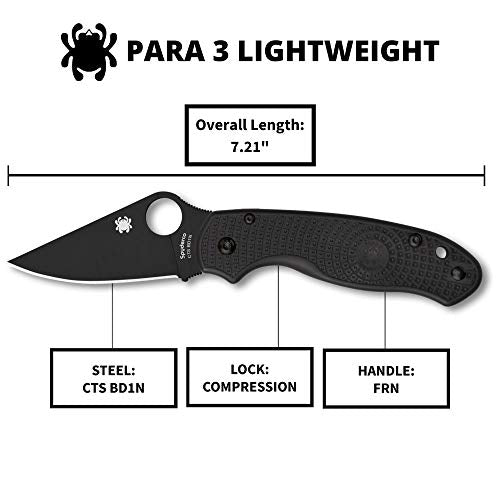 Spyderco Para 3 Lightweight Folding Pocket Knife, PlainEdge – Compact EDC