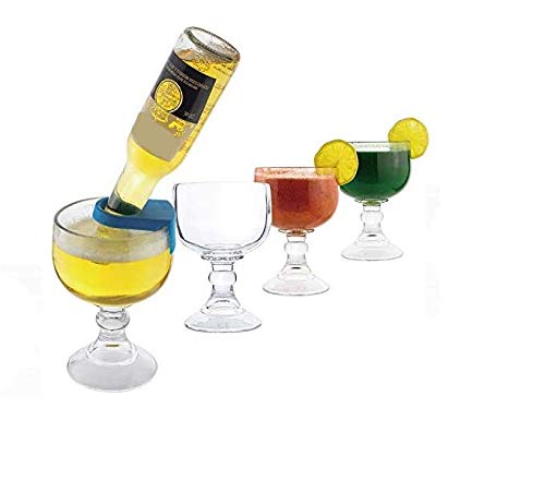 Classic 21.5 Oz Margarita & Cocktail Glass Set of 4 with Color Clips - Lead-Free Crystal