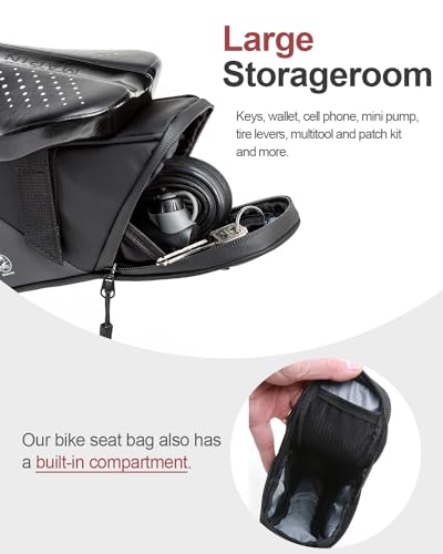 Water Resistant Bicycle Seat Bag 1L for Mountain Road & Commuter Bikes