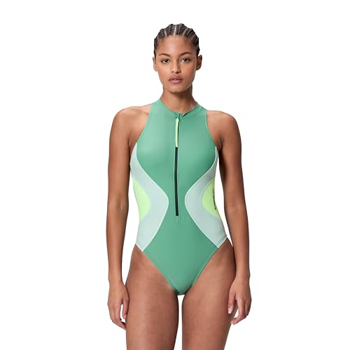 Women's One Piece Swimsuit with Zip Front and Color Block - Hydraline Variation