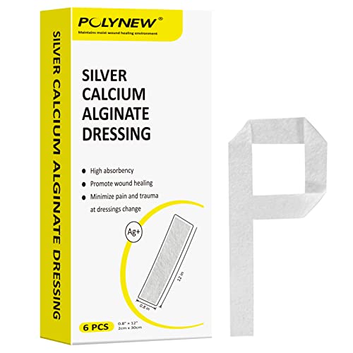 Silver Calcium Alginate Wound Dressings - Absorbent Painless Treatment for Burns Ulcers 6 Pack