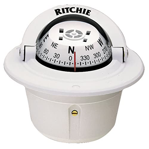 Ritchie Explorer Flush Mount Marine Compass - White, 2-3/4" Dial, Built-in Lighting