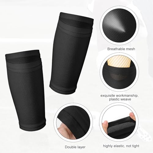 Soccer Shin Guard Sleeves Set - Breathable Elastic Sock Covers for Adults & Kids