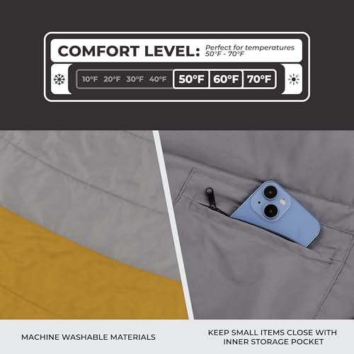 Insulated Camping Sleeping Bag - 50°F Double Adult Warmth