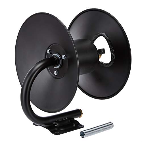Amazon Basics Retractable Air Hose Reel - Fits 3/8-Inch 50-Foot Air Compressor Hoses, Without Hose, Portable, Black