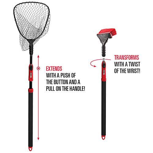 Ego 55-Inch Fishing Net Handle Extension with Red Fixed Handle - Modular System