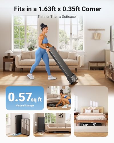 THERUN Under Desk Walking Treadmill Light Black 265LBS Weight Capacity Remote