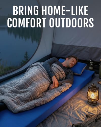 Gaialoop Lapis Blue Memory Foam Camping Mattress 75x30x3 Inch Support Pad