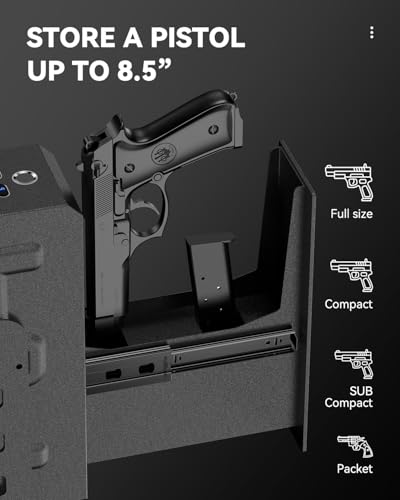 Biometric Slider Gun Safe with Display - 3 Access Methods Bedside Mount
