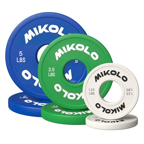 Mikolo White 17.5LB Weight Plates Set 1.25LB-10LB Bumper Plates for CrossFit