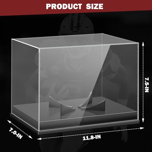 Full Size Football Display Case Clear - Acrylic Ball Collector Stand with Base