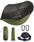 Green Camping Hammock with Spacious Net for Solo & Double Outdoor Indoor
